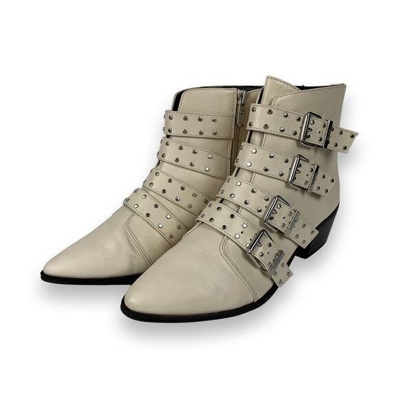 Circus by Sam Edelman Ivory Hutton Leather Ankle Boot with Straps and Buckles - Picture 3 of 9